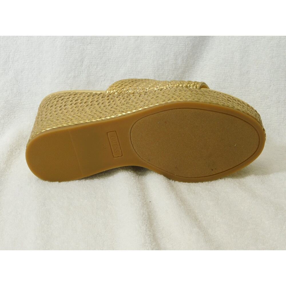 W608 Guess Gold Yenisa Single Band Slide Platform Wedge Sandal Size 9 M - Picture 5 of 5